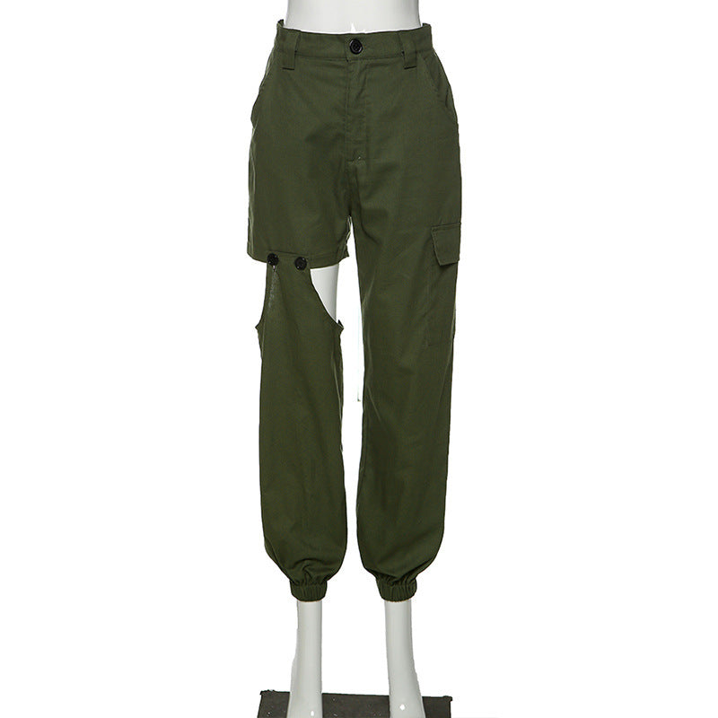 Irregular Stitching Casual Pants Pocket Harem Pants Overalls