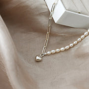 freshwater pearl love necklace, view 3 - MRSLM
