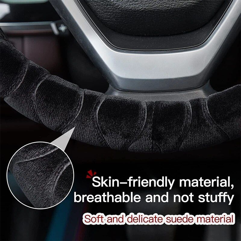 Soft winter plush steering wheel cover, view 13 - MRSLM