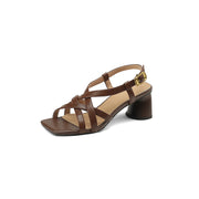 thick heel leather sandals, view 16 - MRSLM