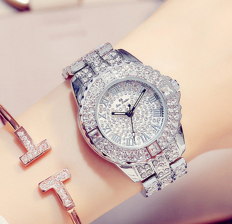 full diamond ladies quartz watch, view 4 - MRSLM