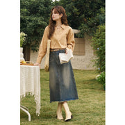 retro v neck long sleeve shirt for women, view 8 - MRSLM