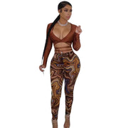 mesh floral print two-piece set, view 2 - MRSLM