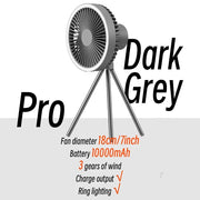 rechargeable camping fan with LED light, view 3 - MRSLM
