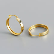 women's wide flat round hoop earrings, view 7 - MRSLM
