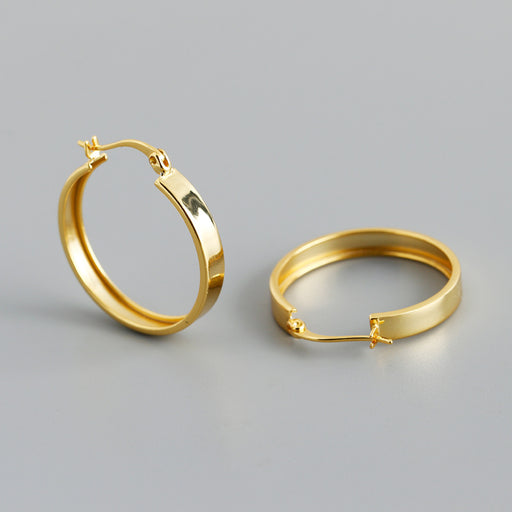 women's wide flat round hoop earrings, view 7 - MRSLM