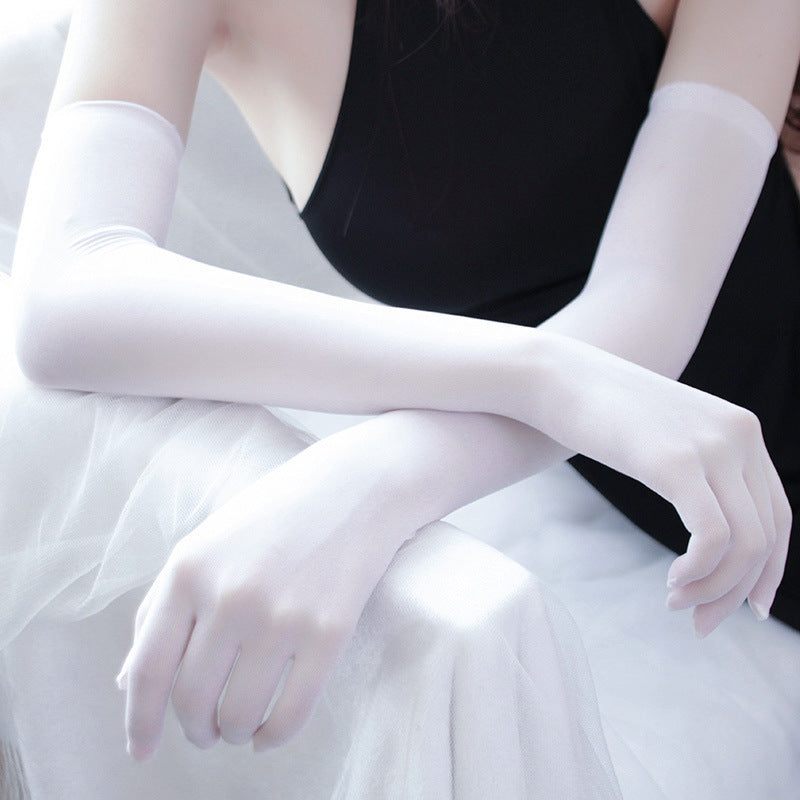 ladies long transparent gloves, view 4 - MRSLM