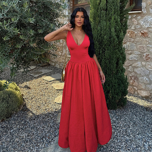 Slim fit V-neck A-line dress - MRSLM