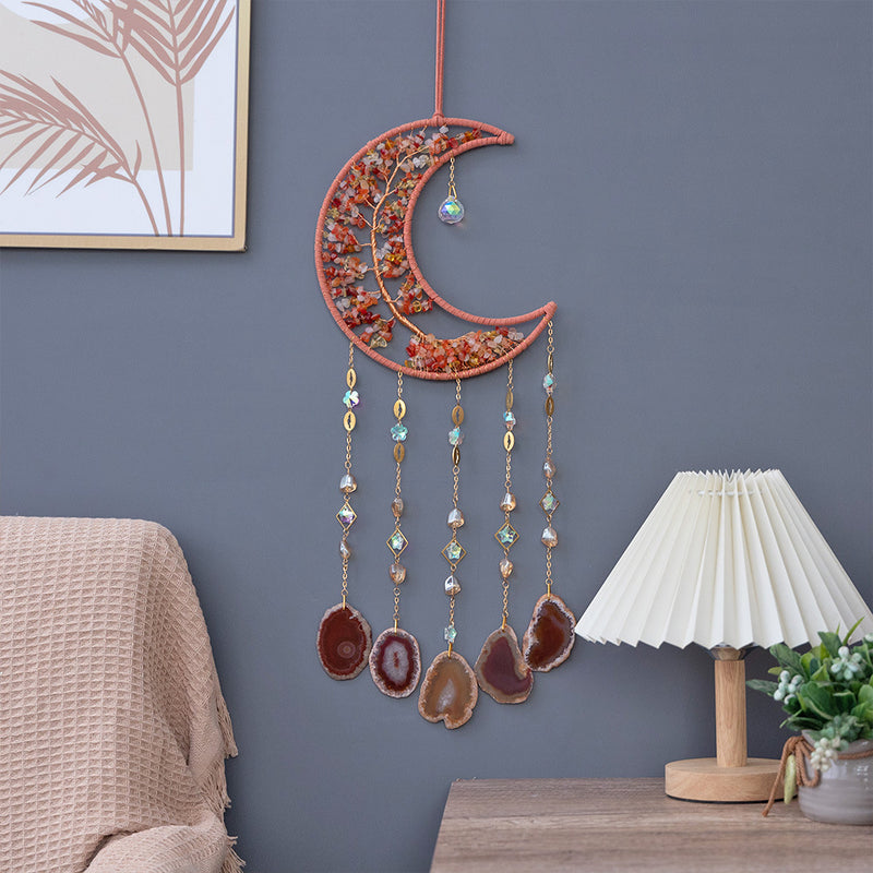 natural agate crystal dream catcher pendant, view 22 - MRSLM