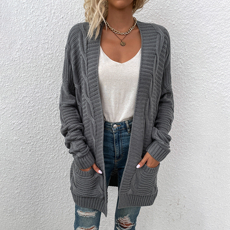 mid-length twist cardigan sweater for women - MRSLM