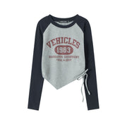 retro irregular hem printed t-shirt top, view 4 - MRSLM