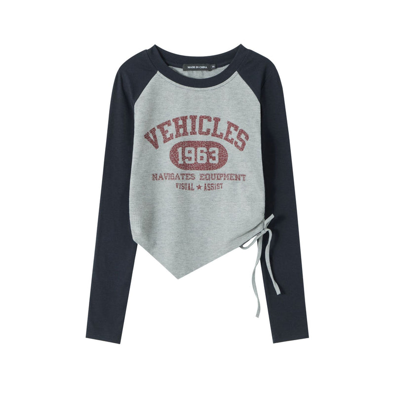 retro irregular hem printed t-shirt top, view 4 - MRSLM