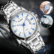 classic men's silver stainless steel quartz watch, view 9 - MRSLM