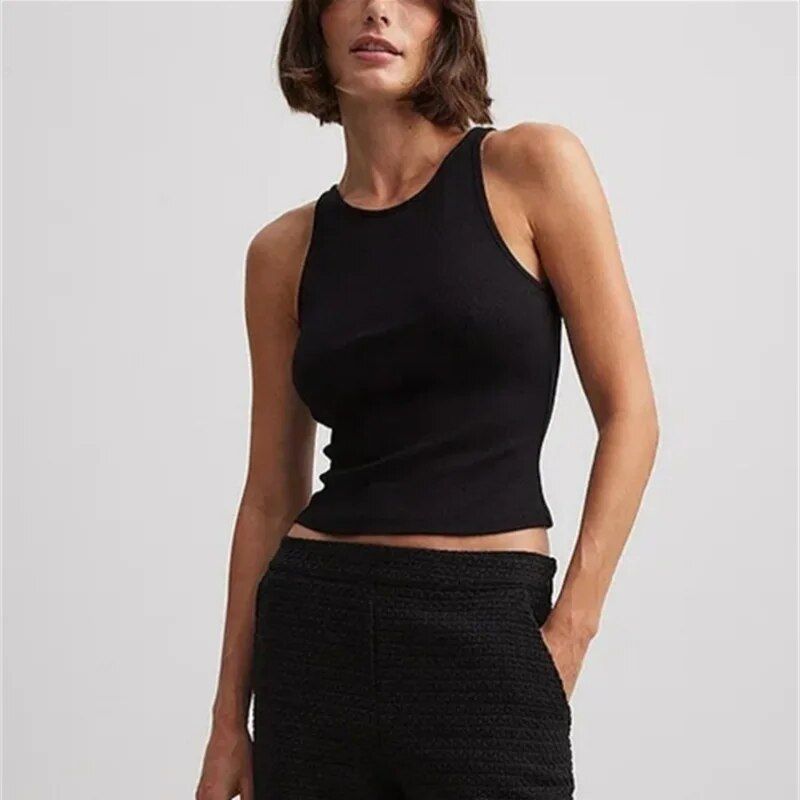 ribbed knit crop top, view 7 - MRSLM