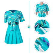 skull print loose button shirt and pleated skirt set, view 8 - MRSLM