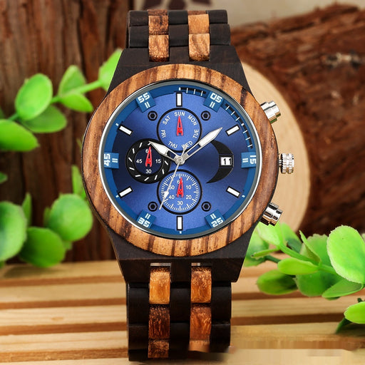 full wood band quartz watch - MRSLM