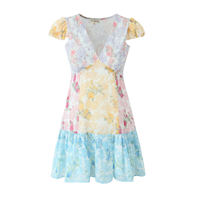 printed chiffon mini dress, view 2 - MRSLM
