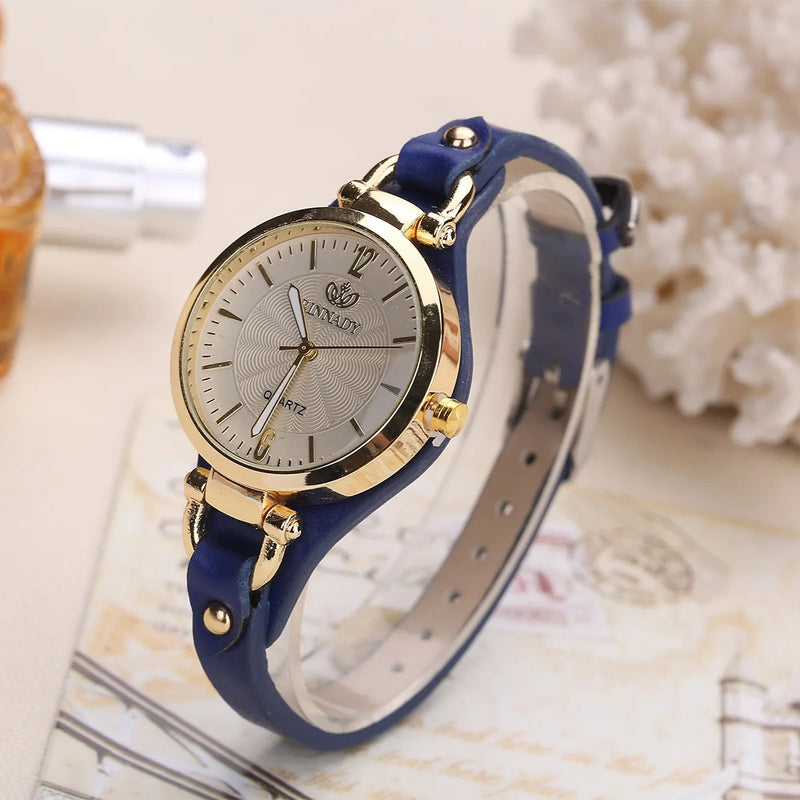 women's leather strap quartz watch, view 4 - MRSLM