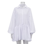 White puff sleeve shirt dress, view 10 - MRSLM