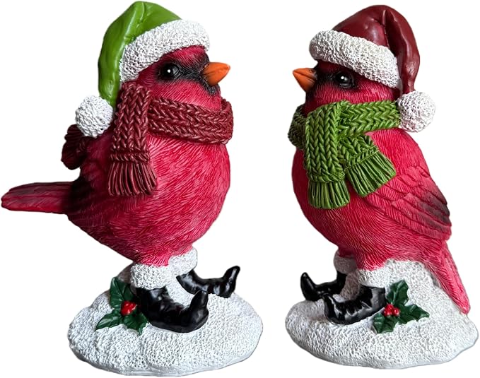 Red cardinal Christmas figurine, view 5 - MRSLM