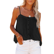women's square collar button camisole denim vest, view 3 - MRSLM