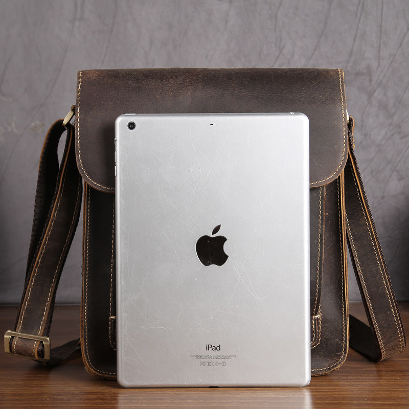 Men's retro leather messenger bag, view 2 - MRSLM