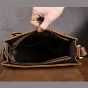 Men's retro leather messenger bag, view 3 - MRSLM