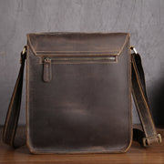 Men's retro leather messenger bag, view 4 - MRSLM