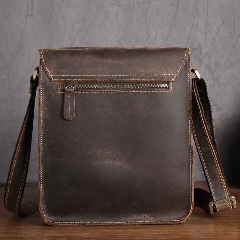 Men's retro leather messenger bag, view 4 - MRSLM