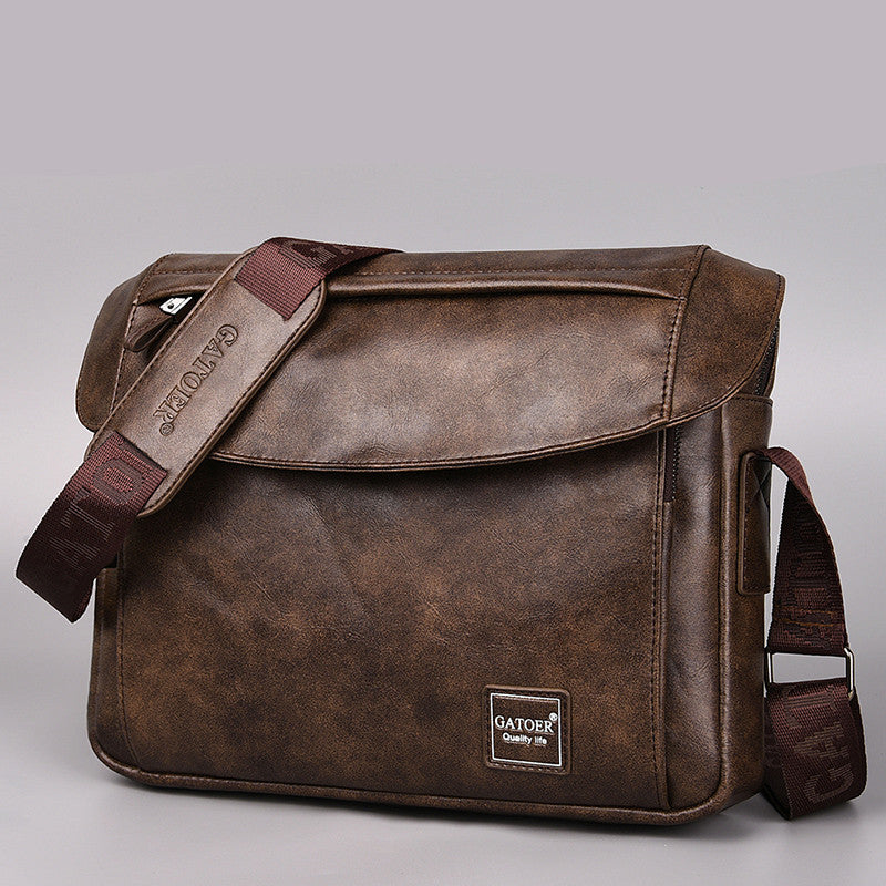 men's PU messenger bag, view 3 - MRSLM