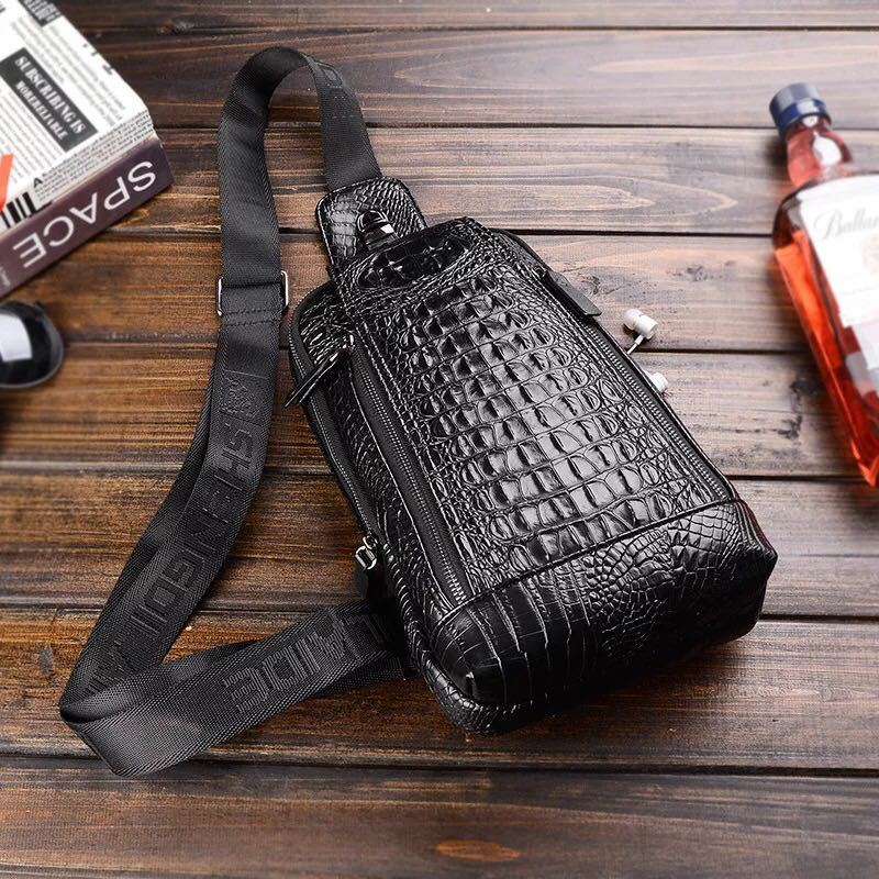 crocodile pattern chest bag, view 3 - MRSLM