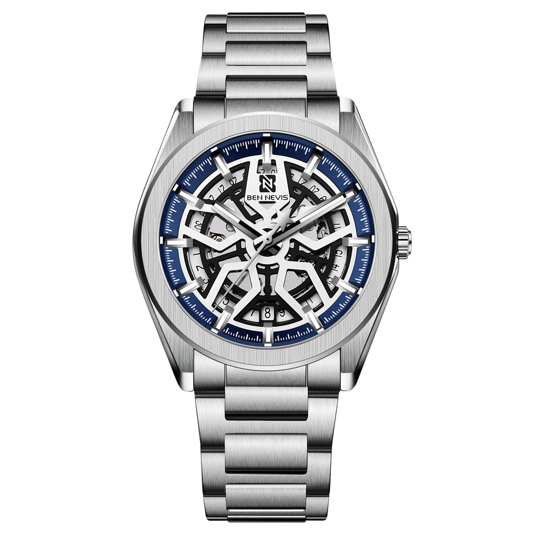 Skeleton Mechanical Watch Steel Band Watch