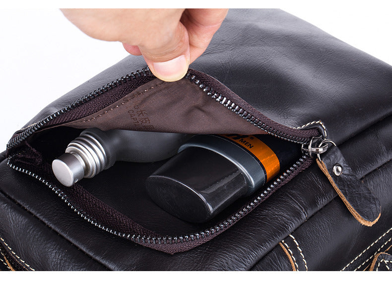 Men's leather messenger bag, view 10 - MRSLM