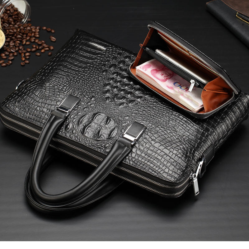 men's pu leather messenger briefcase, view 6 - MRSLM