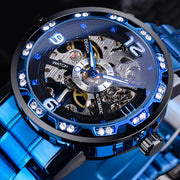 Men's hollow rhinestone mechanical watch, view 2 - MRSLM
