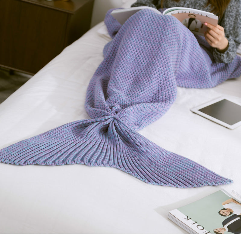 Knitted mermaid tail blanket, view 3 - MRSLM