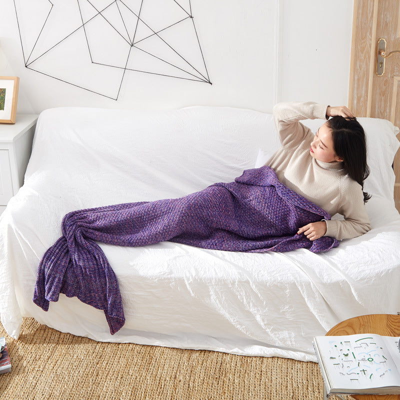 Knitted Mermaid Tail Blanket for Kids and Adults