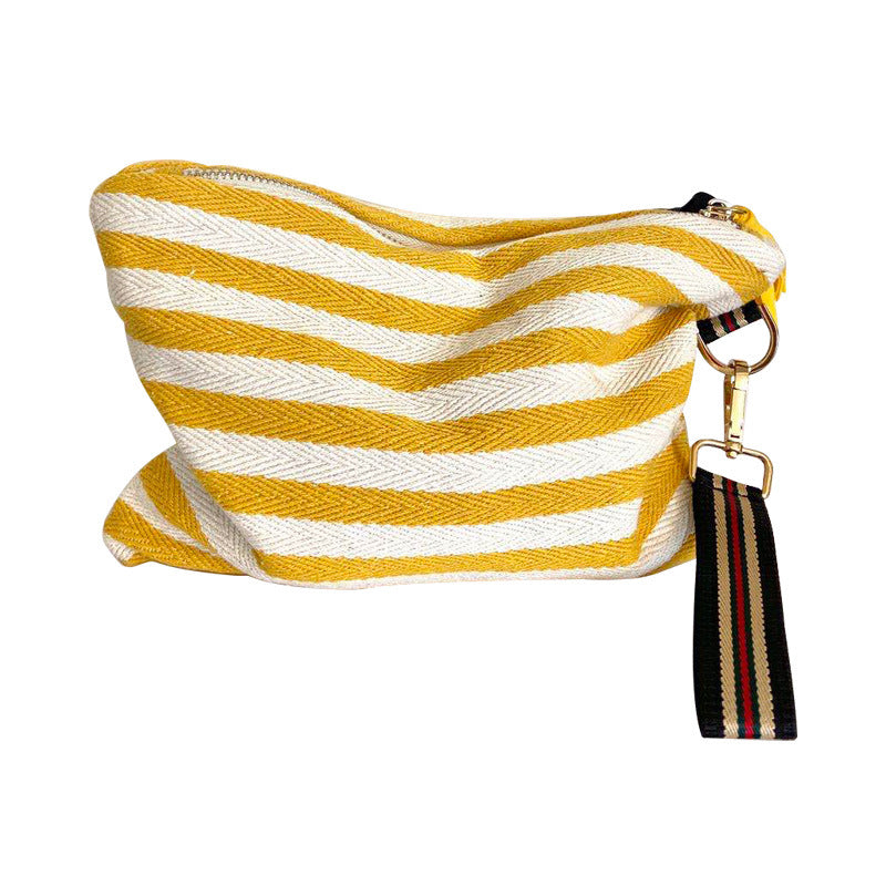 striped tassel zipper cosmetic bag, view 5 - MRSLM