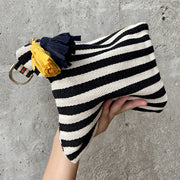 striped tassel zipper cosmetic bag - MRSLM
