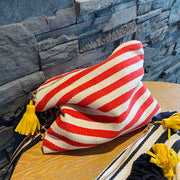 striped tassel zipper cosmetic bag, view 2 - MRSLM
