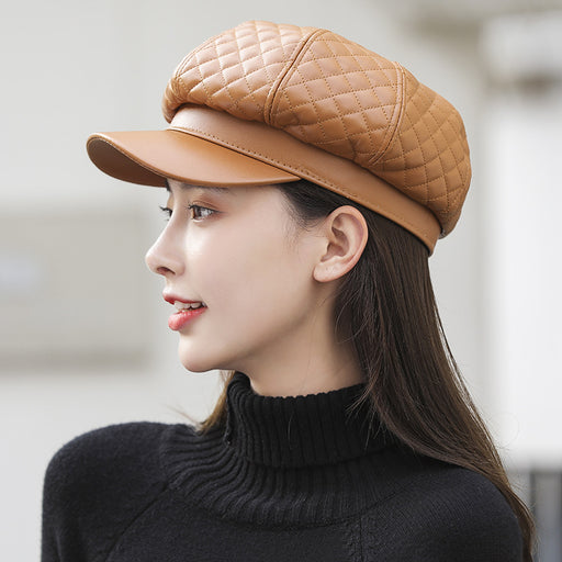 PU octagonal beret for women - MRSLM