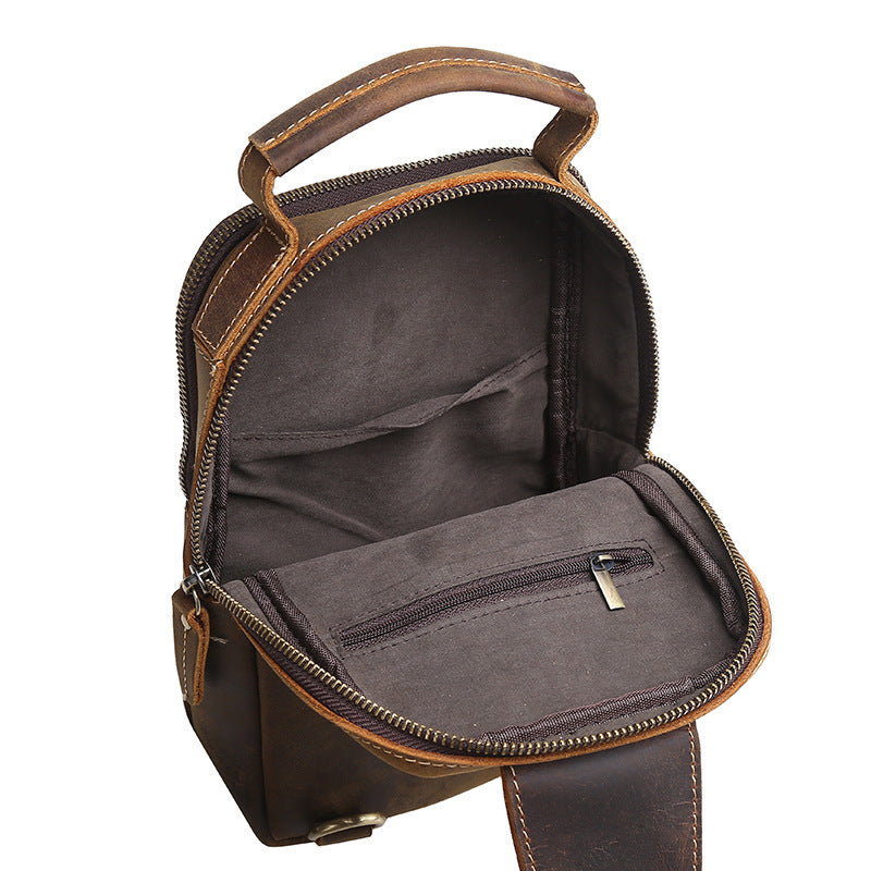 crazy horse leather chest bag, view 4 - MRSLM