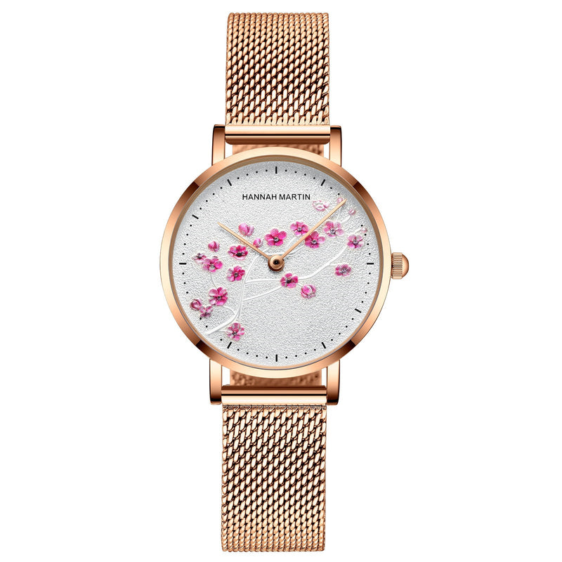 rose gold plum blossom ladies watch, view 2 - MRSLM
