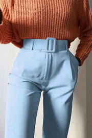 slim-fit high-waist lace-up casual pants - MRSLM
