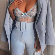 slim-fit high-waist lace-up casual pants, view 4 - MRSLM