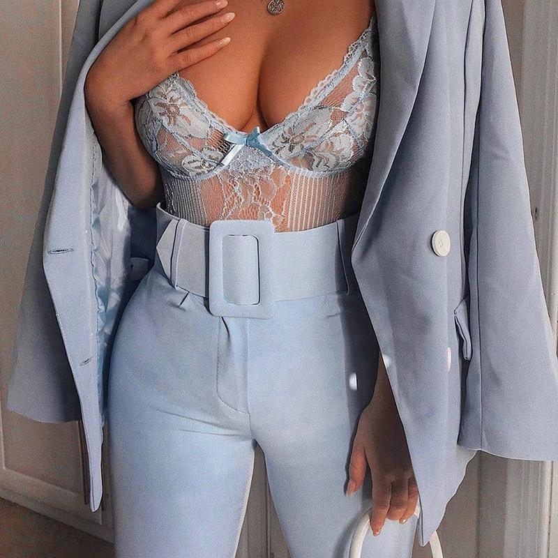 slim-fit high-waist lace-up casual pants, view 4 - MRSLM