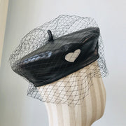 pu leather retro beret for women, view 5 - MRSLM