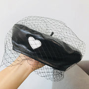 pu leather retro beret for women, view 2 - MRSLM