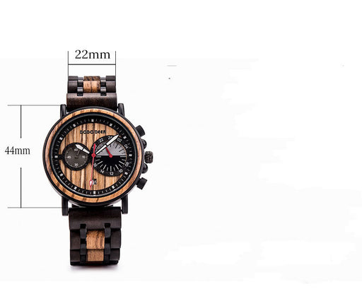 chronograph calendar wood watch, view 5 - MRSLM