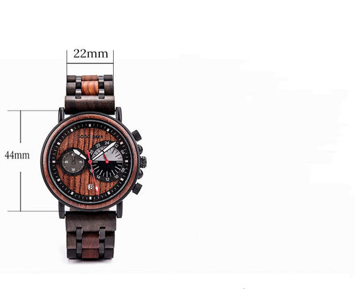 chronograph calendar wood watch, view 6 - MRSLM